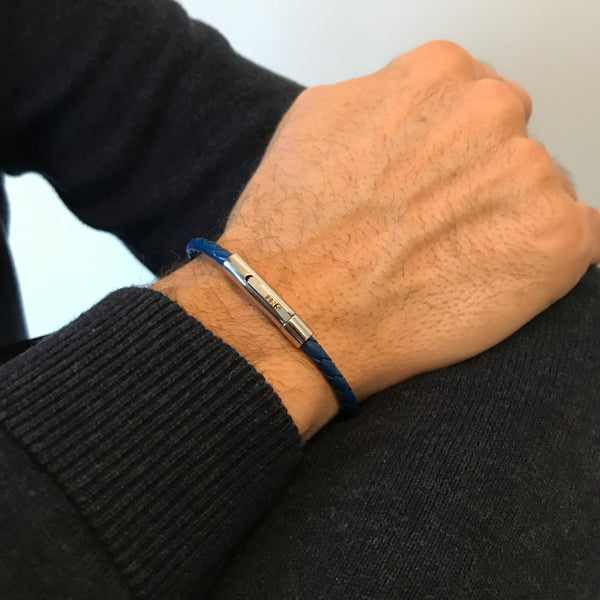 WIM. Blauw leren armband (4mm)