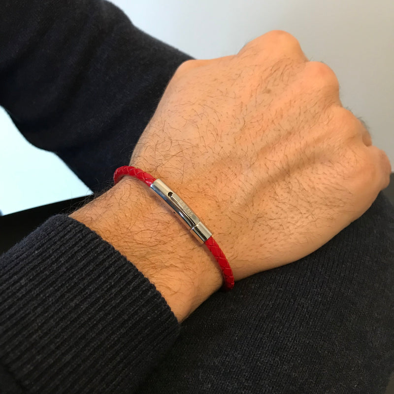 WIM. Amsterdams Rood leren armband (4mm)
