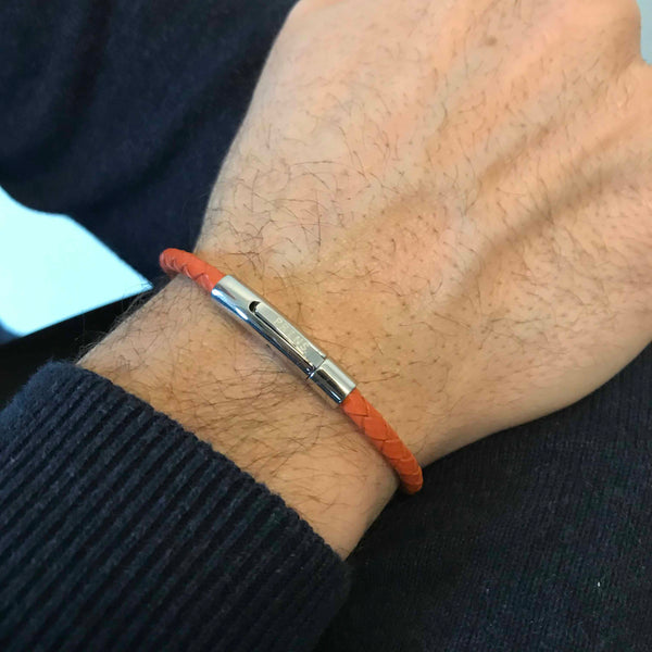 WIM. Oranje leren armband (4mm)