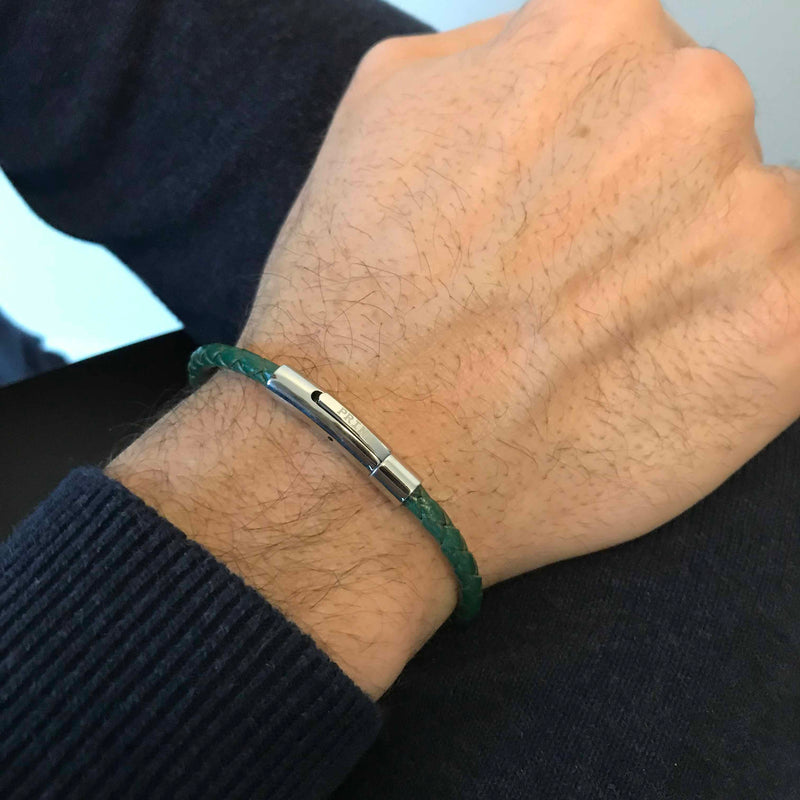 WIM. Groen leren armband (4mm)